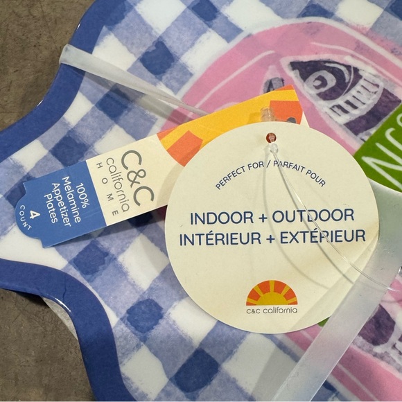 Set of 4 melamine plates by C&C CALIFORNIA- each w a different “sardine” design! - Picture 6 of 6